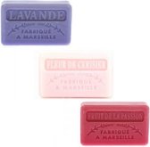 Soap bar set - zeep savon de marseille Lavendel, Kersenbloesem, Passievrucht 3×60 gr.