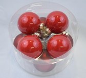 Kerstbal set 4x mat, 4x glans: rood: Ø 7 cm: glas