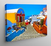 Canvas Cities of Colors Aquarel Oia - 80x60cm