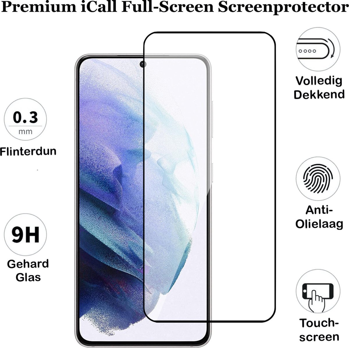 Protecteur d'écran en verre trempé noir 3D complet pour Samsung Galaxy S21  FE G990B