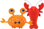 Miss Oeki - Lobster en Krab - Hondenspeelgoed - Piepspeelgoed - Pluche speelgoed - Dog toys - Pluche piepende dier -   grappige honden speelgoed - hondenspeeltjes - Speeltjes kleine honden