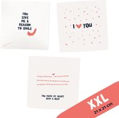 VALENTIJN - Gevouwen valentijnskaarten XXL set van 3 incl. envelop - valentijnsdag - valentijnscadeau - valentijn - wenskaart - ansichtkaart - liefde - love you