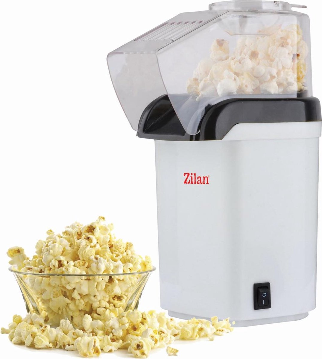 Zilan - Popcorn machine - popcorn - popcorn maker - 1200 Watt - anti stick coating - Wit