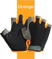 Sporthandschoen – multifunctioneel – vingerloze handschoenen met grip voor (race)fietsen en spinnen, fitness, gym, hockey - Zwart/oranje - Maat M