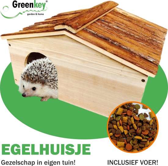 BLIŹNIAKI Houten egelhuis 37 x 47 x 25 cm afneembaar dak, veilig voor