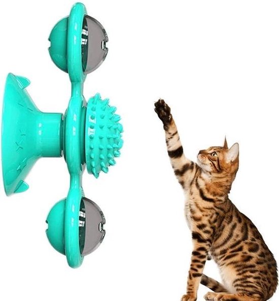 Roterend kattenspeeltje - Windmolen - Turquoise