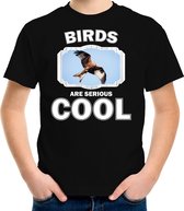Dieren arenden t-shirt zwart kinderen - birds are serious cool shirt  jongens/ meisjes - cadeau shirt rode wouw roofvogel/ arenden liefhebber S (122-128)
