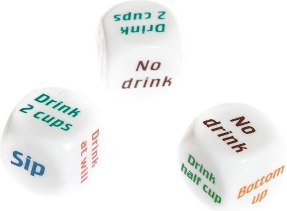 Set van 4 Drankspel Dobbelstenen - Drinkopdracht - Dobbelsteen - Drankspelletje - Drink - Drank - Spel - Drinken - Shots - Party - Partyspel - Dobbelen - Dobbelstenen - 4 STUKS