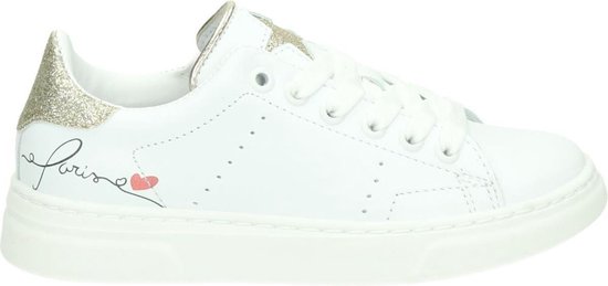 Meisjes Sneaker Klittenband Wit - Zilver - Kids Rock Fashion
