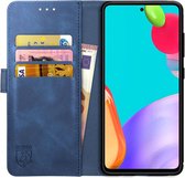 Rosso Element Book Case Wallet Hoesje Geschikt voor Samsung Galaxy A52 / A52S | Portemonnee | 3 Pasjes | Magneetsluiting | Stand Functie | Blauw