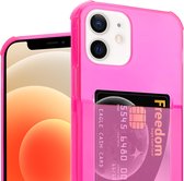 ShieldCase Shock case met pashouder geschikt voor Apple iPhone 12 / 12 Pro - 6.1 inch - Roze