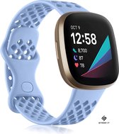 Siliconen Smartwatch bandje - Geschikt voor  Fitbit Sense / Sense 2 siliconen bandje met gaatjes - lila - Maat: L - Strap-it Horlogeband / Polsband / Armband