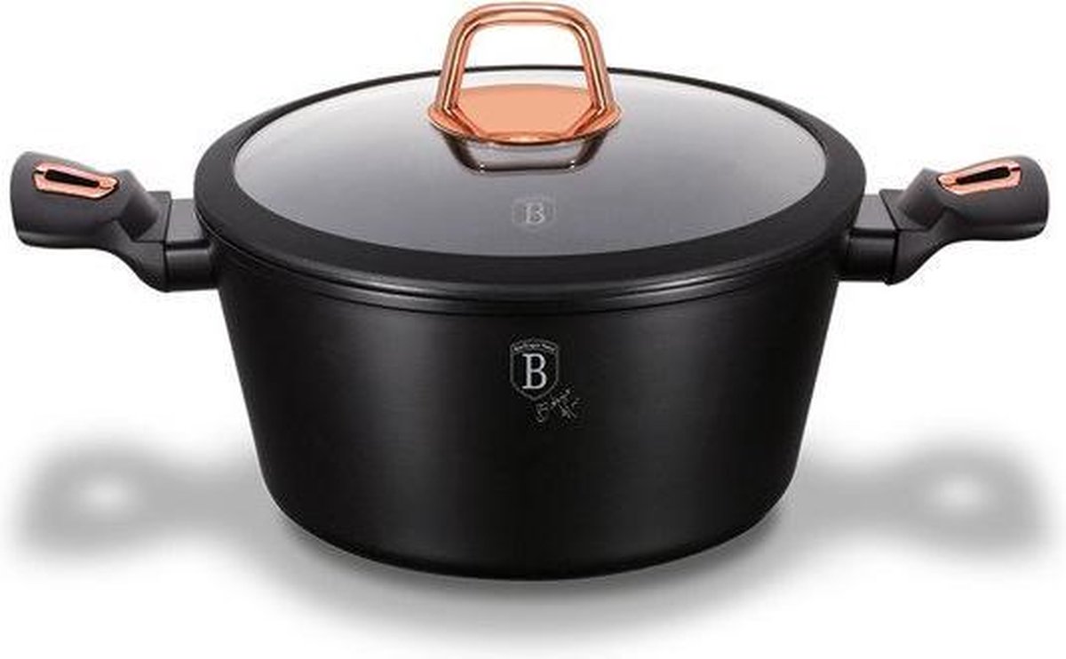 Berlinger Haus - 1642 - Braadpan met deksel - 24 cm - 4.1 liter - black rose collection