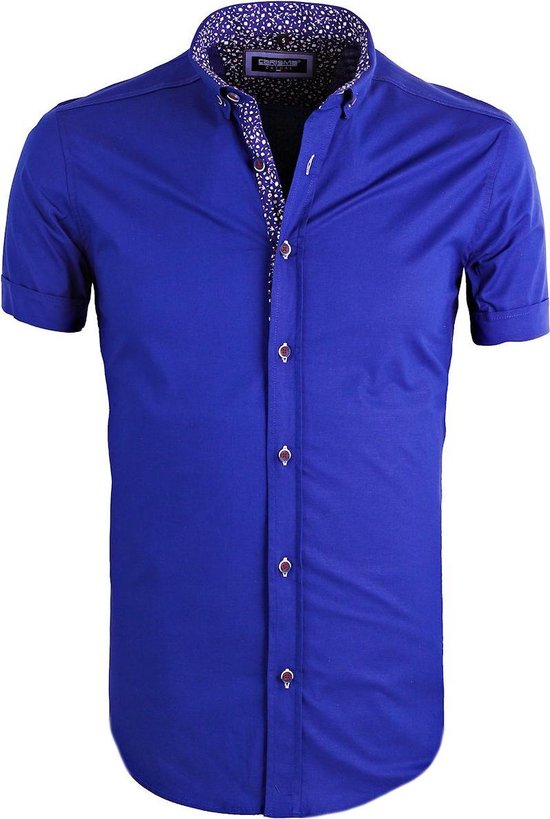 Carisma Heren Overhemd Korte Mouw Gewerkt Blauw 9094 - S | bol.com