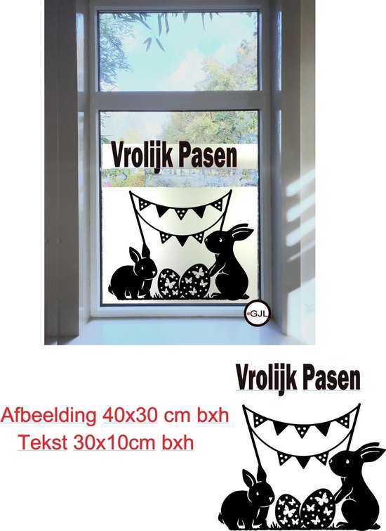 Sticker fenêtre LAPIN DE PÂQUES réutilisable - Pasen - Happy Pâques - Lapin  de Pâques