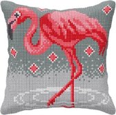 Kruissteek kussen 40x40 cm - Flamingo