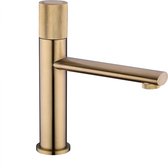 Blackline TS premium geborsteld goud wastafelkraan opbouw PUSH -Wastafelkraan- badkamerkraan- Toiletkraan -Wandmontage- Complete set