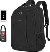 Tigernu Daily II laptop rugzak t/m 17,3 inch – waterafstotend – anti diefstal – inclusief regenhoes en cijferslot - 40 Liter - zwart