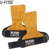 U-Fit OneÂ®  Leer Lifting straps - Deadlift straps - Powerlifting - Fitness Straps  - Wrist support - Bodybuilding - Crossfit