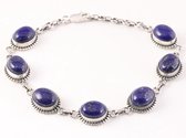 Bewerkte zilveren armband met lapis lazuli