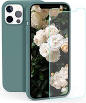 Hoesje Geschikt voor iPhone 12 Mini Hoesje - Soft Nano siliconen cover TPU backcover - Pine Groen met 1x Screenprotector