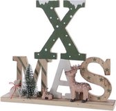 Decoratief Beeld - Xmas Wood - Hout - Kaemingk - Groen En Bruin - 6 X 23.5 Cm