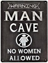 2D bord "Warning man cave" 33x25cm