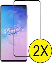 geschikt voor Samsung Galaxy S10 full cover zwart screenprotector glas - Glasplaatje Tempered glass bescherming -  voor geschikt voor Samsung S10 - 2 stuks