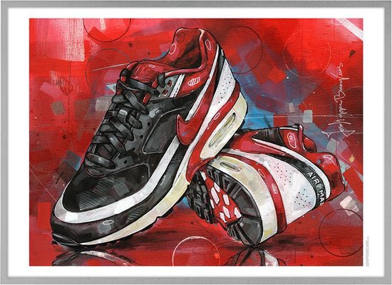 Nike air max classic BW Varsity red painting (reproduction) 51x71cm |  bol.com