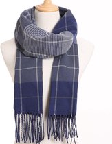 Sjaal heren blauw met ruit - zacht en warm