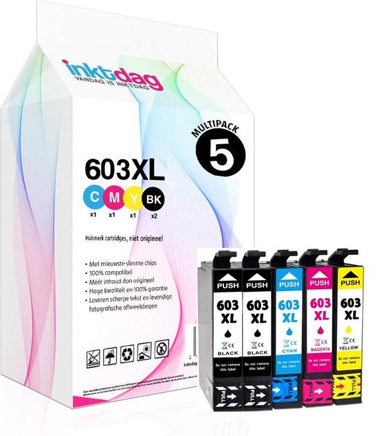 Cartouches d'encre Ink Day pour Epson 603, Epson 603XL, Multipack de 5  couleurs pour