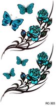 Temporary tattoo | tijdelijke tattoo | fake tattoo | vlinders - rozen | 6 x 10.5 cm
