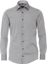 VENTI modern fit overhemd - grijs (contrast) - Strijkvrij - Boordmaat: 43