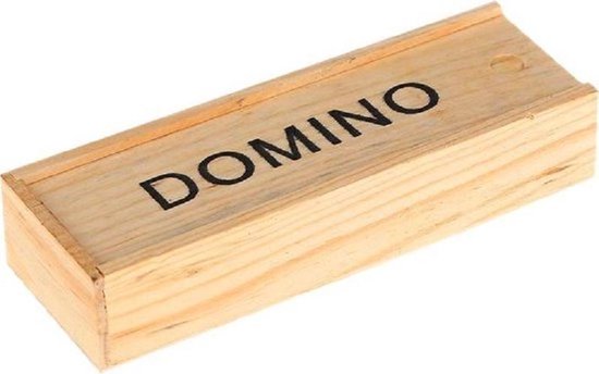 Domino spel in houten kistje - 28 Dominostenen
