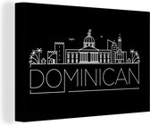 Skyline République Dominicaine sur fond noir 30x20 cm - petit - Tirage photo sur toile (Décoration murale salon / chambre) / World Cities Canvas Peintures