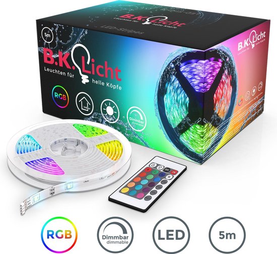 B.K.Licht LED strip - 5 meter - incl. afstandsbediening - met kleurverandering