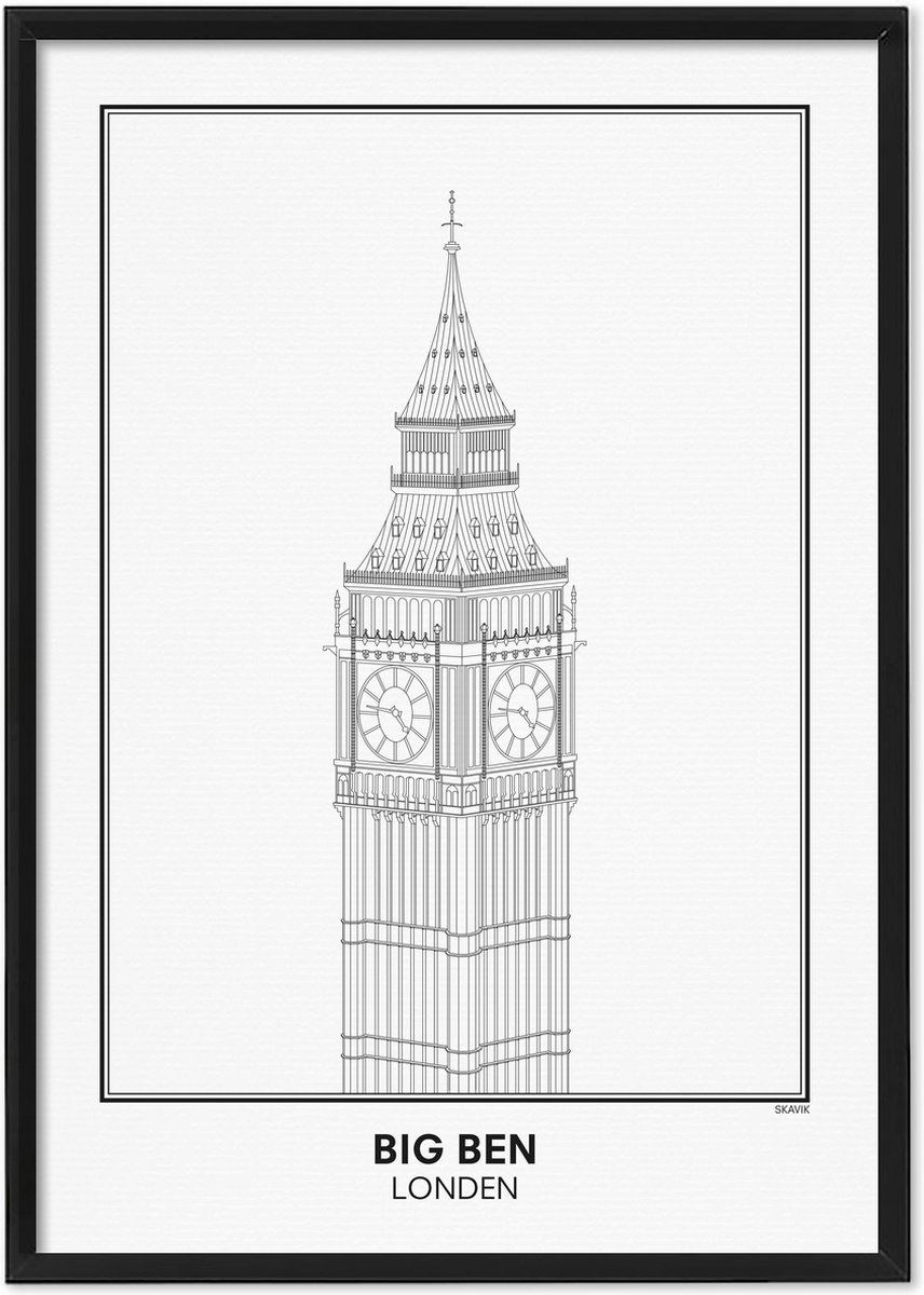 SKAVIK Big Ben - Londen - Poster 21 x 30 cm - zonder lijst