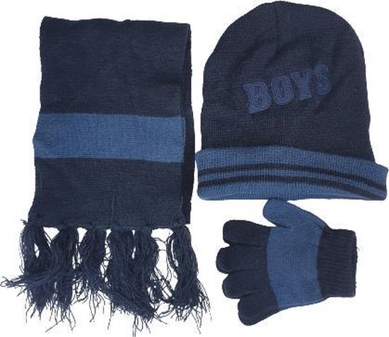Muts Sjaal Handschoenen Set IAN - Blauw - Jongens | bol.com