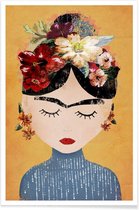 JUNIQE - Poster Frida Kahlo illustratie -30x45 /Oranje & Rood
