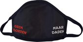 "Geen Woorden, Maar Daden" Kindermondkapje - Maat M (jeugd 9-17 jaar) - Niet-Medisch - Rekbaar - Zwart - Katoen - Feyenoord Rotterdam