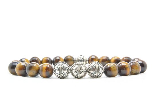 Beaddhism - Armband - Tiger - Zilver - Yasa 3 - 8 mm - 18 cm