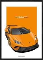 Lamborghini Huracan Oranje op Poster - 50 x 70cm - Auto Poster Kinderkamer / Slaapkamer / Kantoor