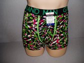 Heren boxershorts grandman 3 pack lange pijpen katoen met bamboe print groen XXL