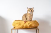 Sunny Baskets - Kattenmand gerecycled katoen handgemaakt okergeel - Maat M 36/38 cm doorsnede