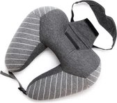 ZaCia Multifunctionele Reiskussen Set Grijs - Inclusief Oogmasker en Opbergtas - Nekkussen - Vliegtuig Kussen - Reiskussentje - Travel Pillow - Neksteun - Oogmasker - Schuimdeeltjes - Oogkuss