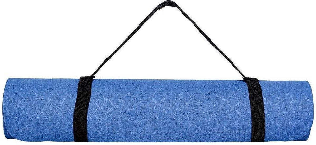 yogamat | 173 x 58 x 0,6 cm | Kaytan | Blauw | bol.com