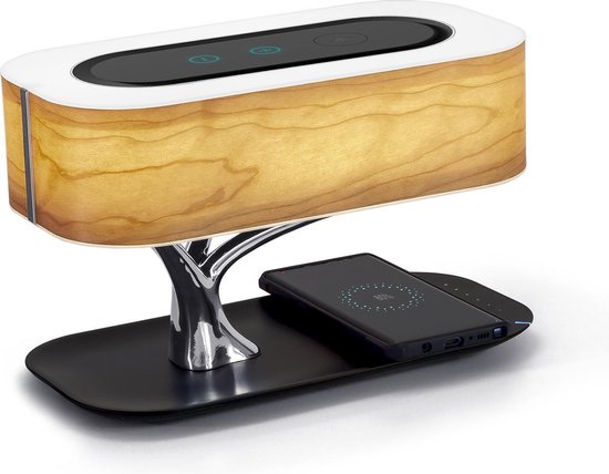 Home Tree - Lampe de bureau LED Tree of light avec enceinte Bluetooth et chargeur sans fil - Veilleuse - Lampe de table