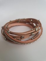 Mr & Mrs Online dames wikkelarmband leer Milaan champagne