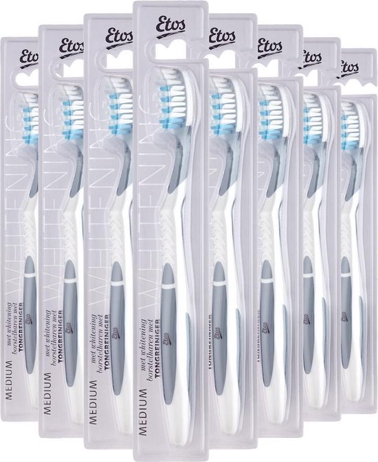 besteden over Stoffelijk overschot Etos Medium Whitening Tandenborstel - multipack - 8 stuks | bol.com