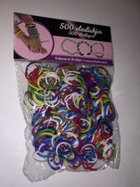500 gestreepte regenboog loom elastiekjes, 8 kleuren en 20 slotjes